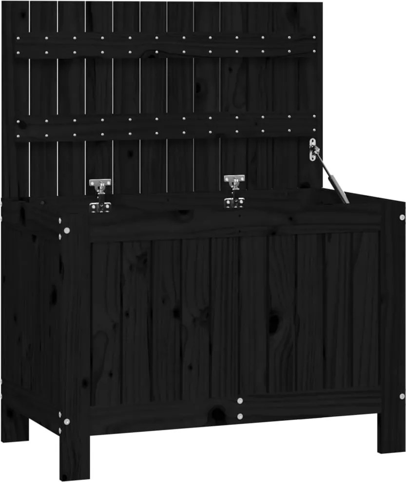 vidaXL Cutie depozitare grădină, negru, 76x42,5x54 cm, lemn masiv pin