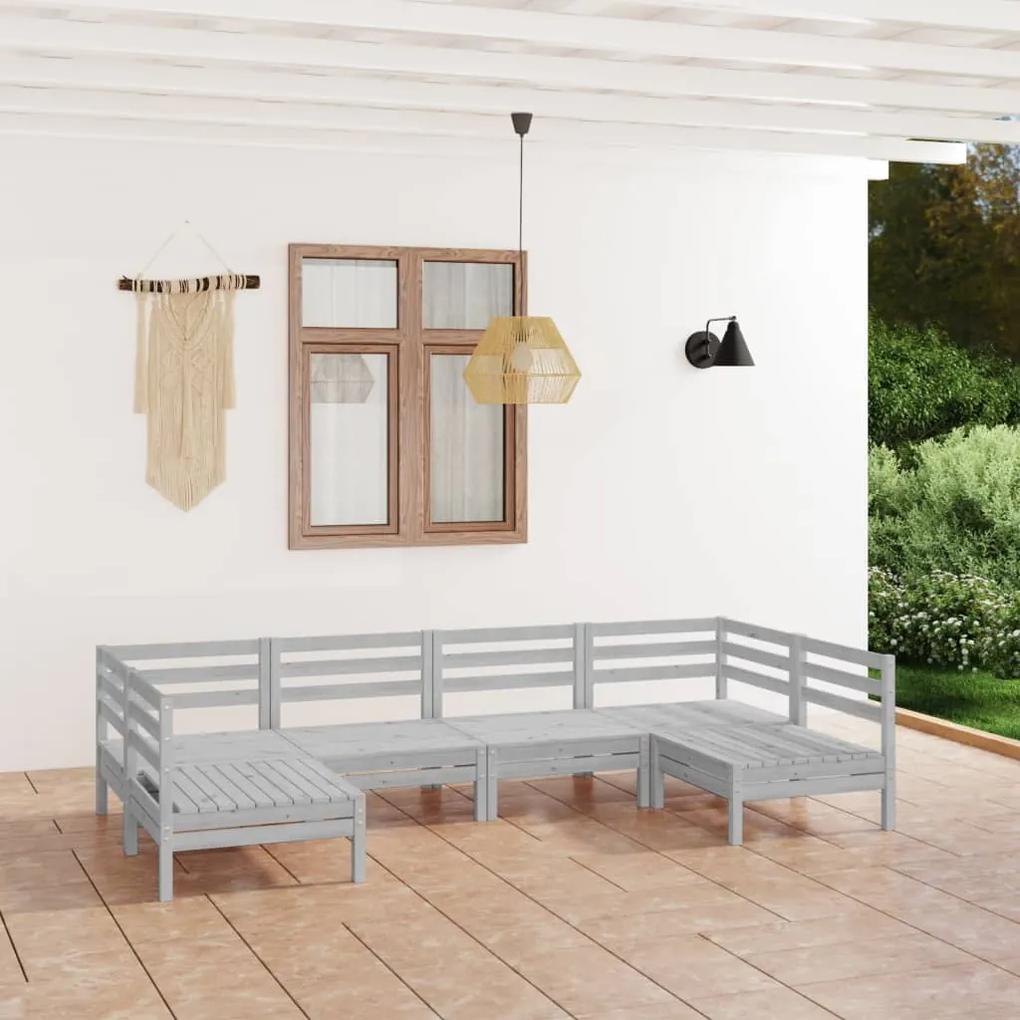 3083395 vidaXL Set mobilier de grădină, 6 piese, alb, lemn masiv de pin