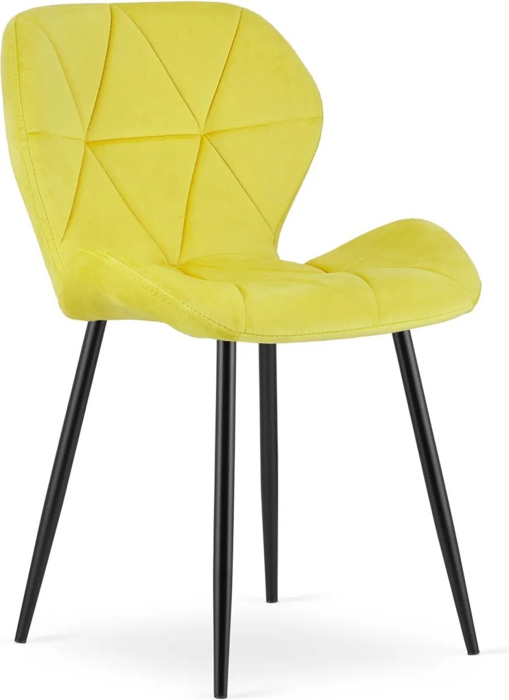 Scaun de masa MANGO VELVET cu picioare negre, galben