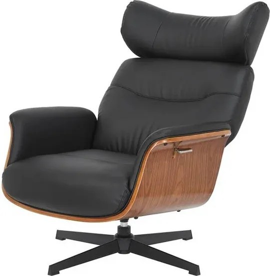 Fotoliu pivotant, functie relax, piele sintetica si furnir de nuc VOGUE