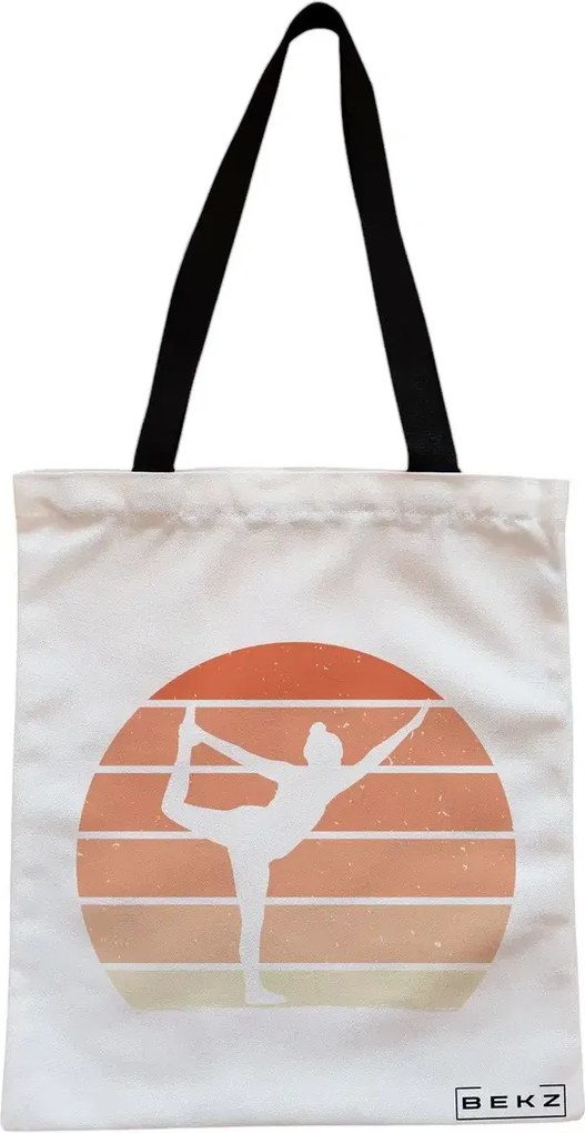 Sacosa de Panza pentru Cumparaturi, Geanta Tote, Yoga 6, Cu fermoar, 38x34.5 cm, Alba, BEKZ®