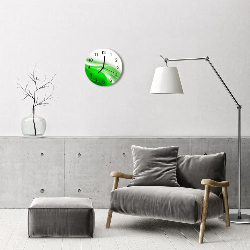 Ceas de perete din sticla rotund Abstract Art Green