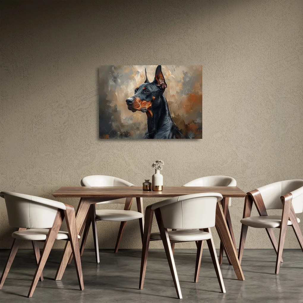 Tablou pe sticlă - Portretul lui Dobrman (70x50 cm)