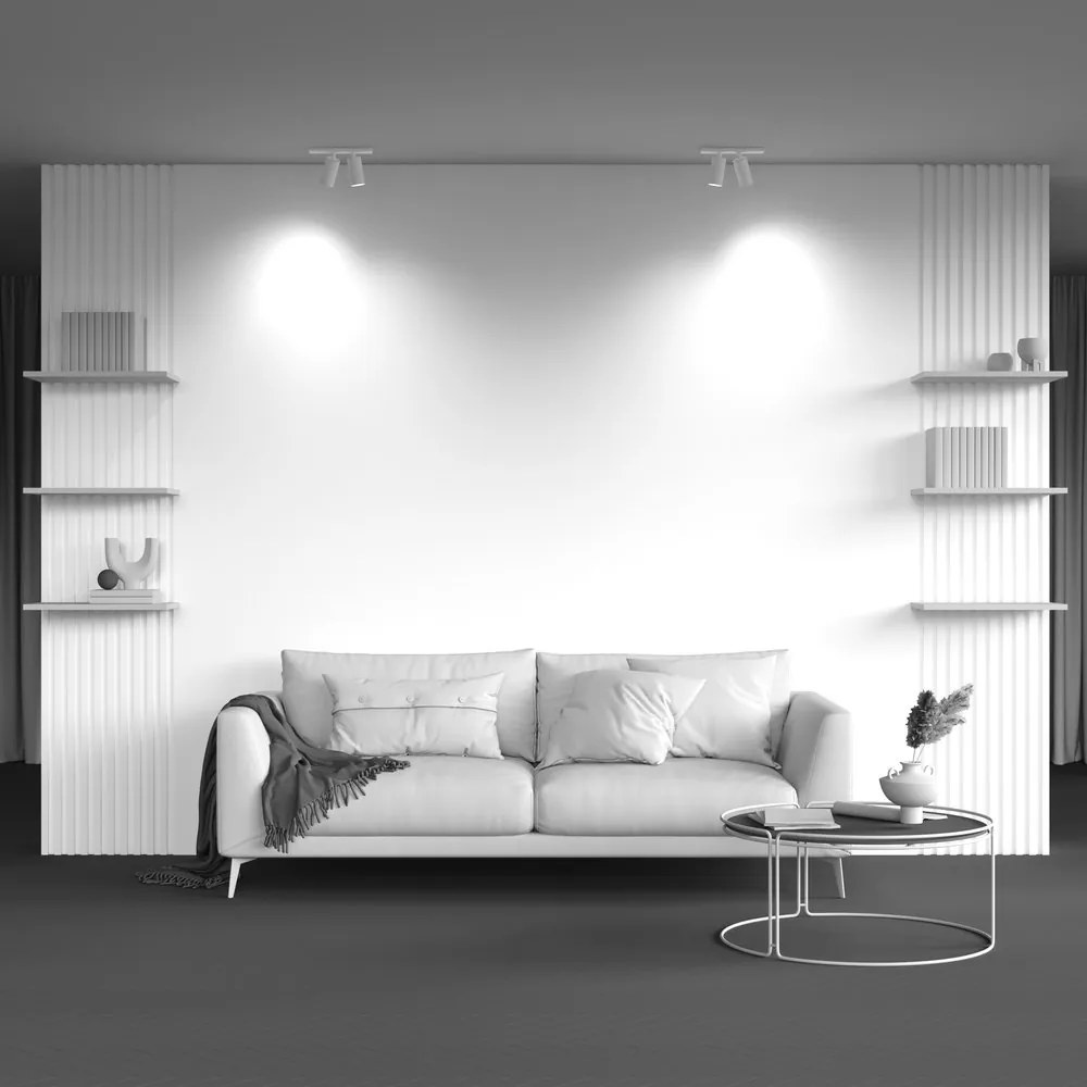 Aplica de perete / tavan cu 2 spoturi directionabile design tehnic Focus S alb