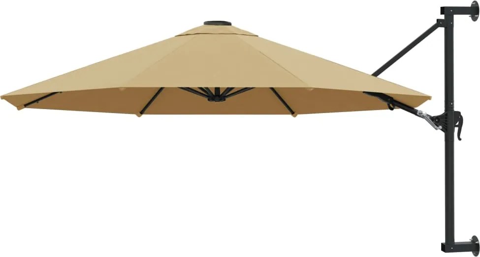 vidaXL Umbrelă soare montaj pe perete tijă metalică gri taupe 300 cm