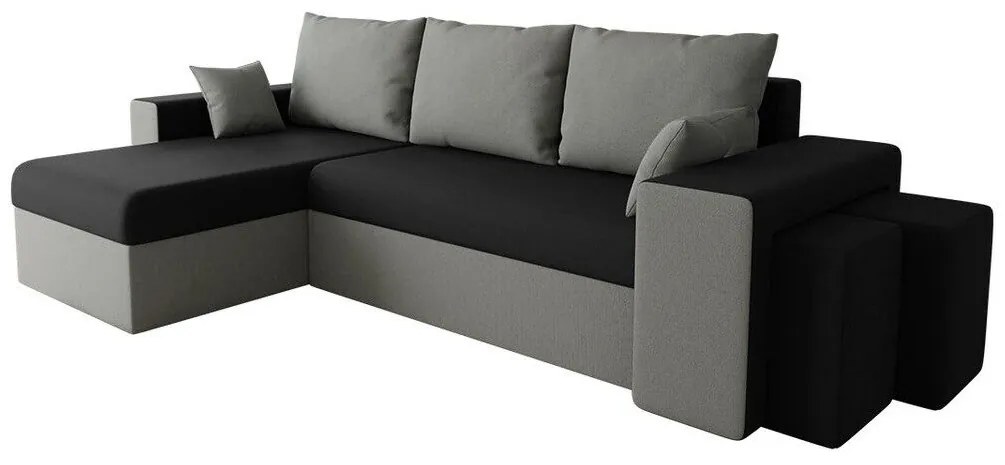 Colțar Memphis 124 Cutie de pat, 256x146x80cm, 91 kg, Picioare: Plastic, Lemn: Pin