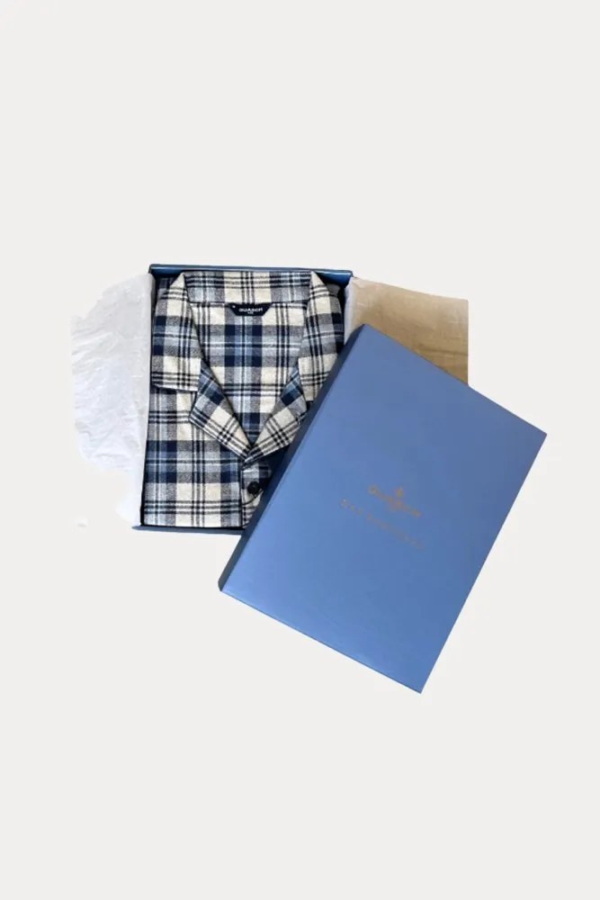 Halat de flanel pentru bărbați LUCAS XXL Albastru închis / Navy