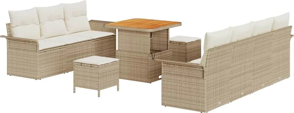 vidaXL Set de canapele pentru grădină cu pernă 10 pcs Bej și crem