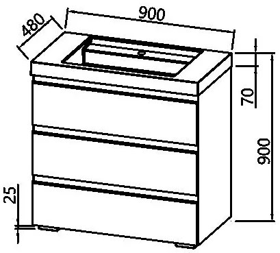 Set mobilier baie (masca stativa cu 3 sertare si lavoar) Kolpa San Harmony 90x48xH90, stejar natur