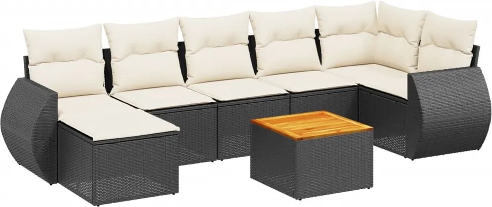 vidaXL Set mobilier de grădină cu perne, 8 piese, negru, poliratan