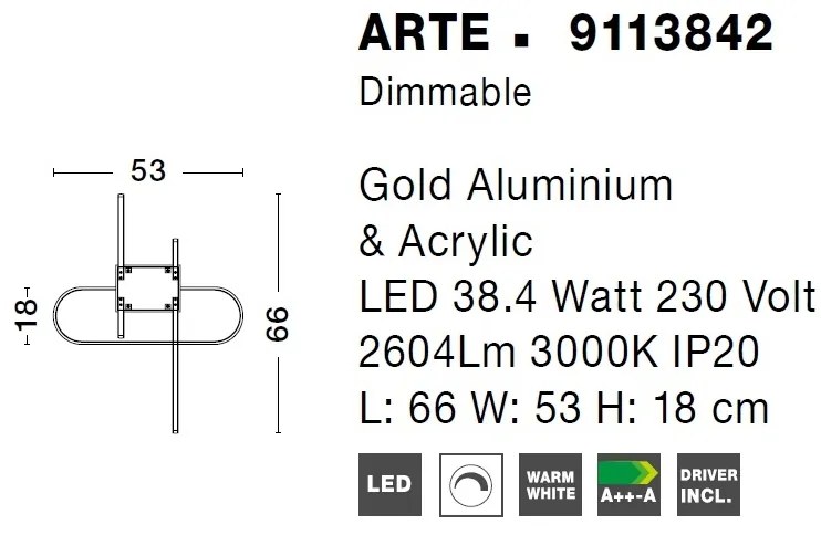 Lustra LED dimabila, design modern ARTE, auriu