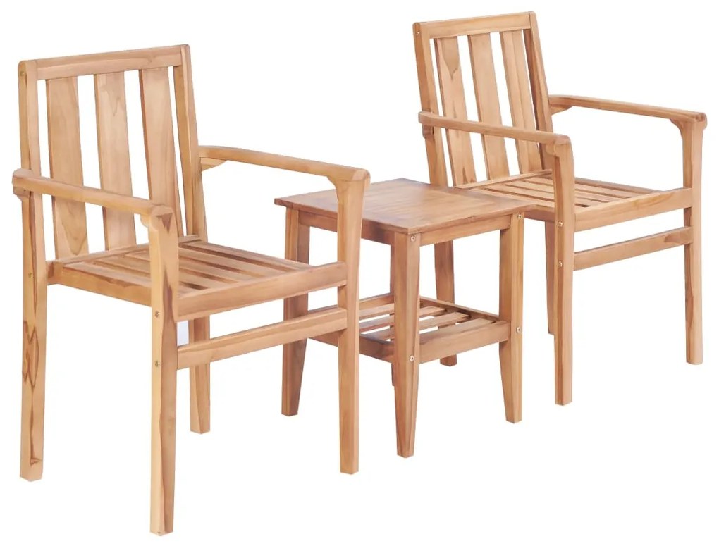 vidaXL Set mobilier de bistro, 3 piese, lemn masiv de tec