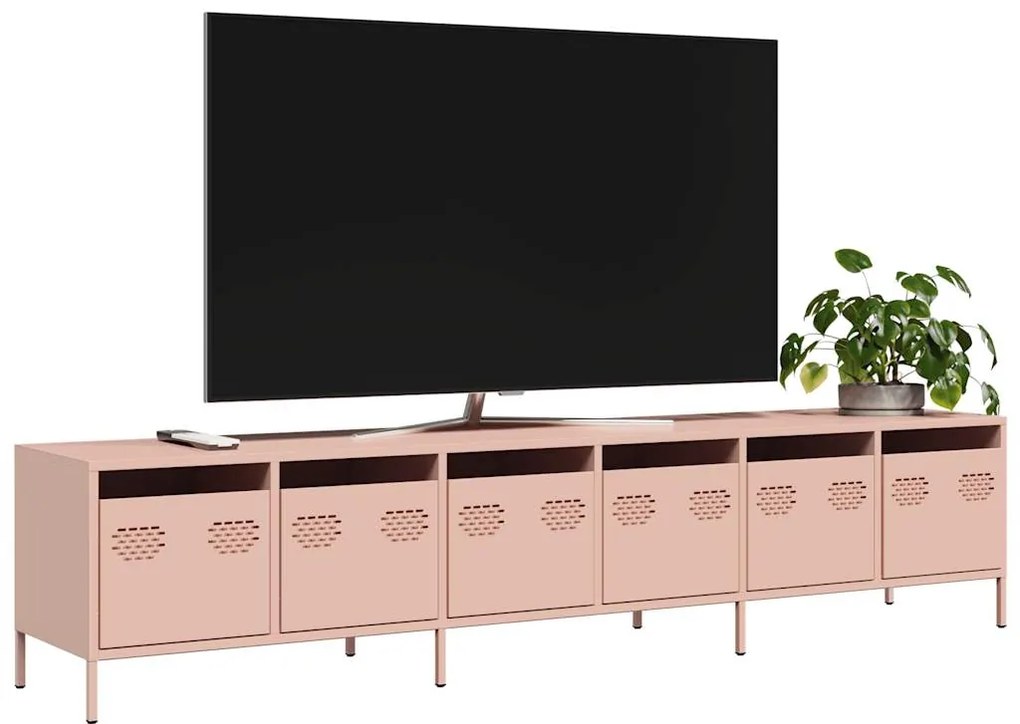 vidaXL Dulap TV, roz, 202x39x43,5 cm, oțel laminat la rece