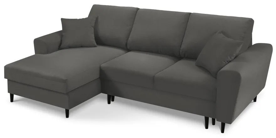 Colțar gri închis extensibil, cu spațiu de depozitare cu tapițerie din catifea reiată (cu colț pe partea stângă, cu șezlong) Kyoto – Cosmopolitan Design