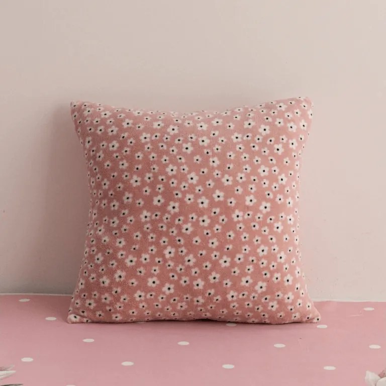 Husa de perna dubla fata DUO SENSE DAISELLE 45x45 cm microplus/flanel, roz