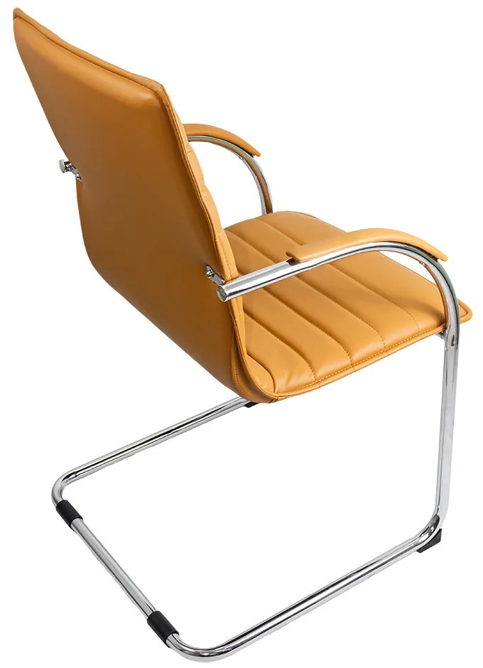 Scaun de așteptare bej OFF 835 din piele ecologică și cadru metalic rezistent