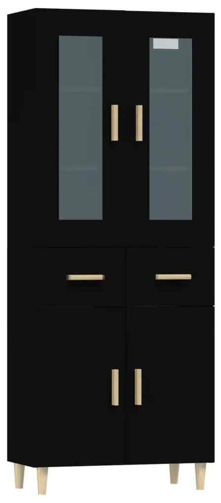 Dulap inalt, negru, 69,5x34x180 cm, lemn prelucrat