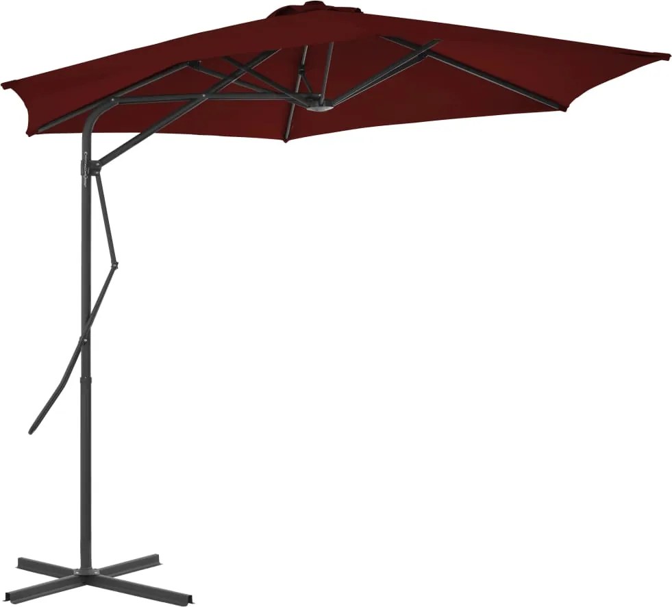 vidaXL Umbrelă de grădină, stâlp din oțel, roșu bordo, 300x230 cm