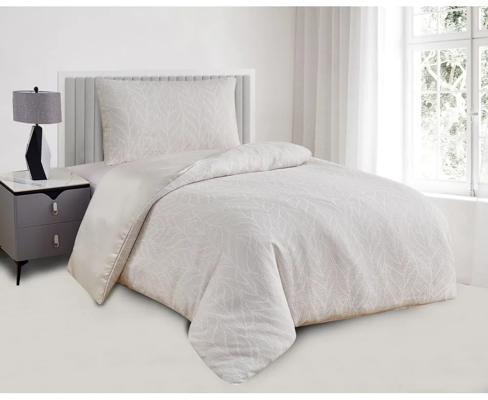 Lenjerie de pat bej din jacquard pentru pat de o persoană 140x200 cm Florida – My House