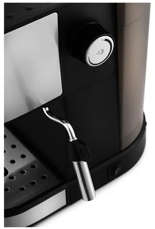 Espressor cafea macinata Voltz V51171D, 850W, 20 bar, Spumare lapte, 2 Filtre, Negru/Otel inoxidabil