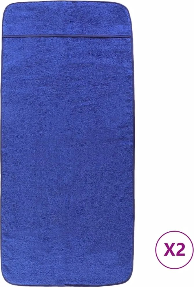 vidaXL Prosoape de plajă, 2 buc., albastru, 75x200 cm, textil 400 GSM