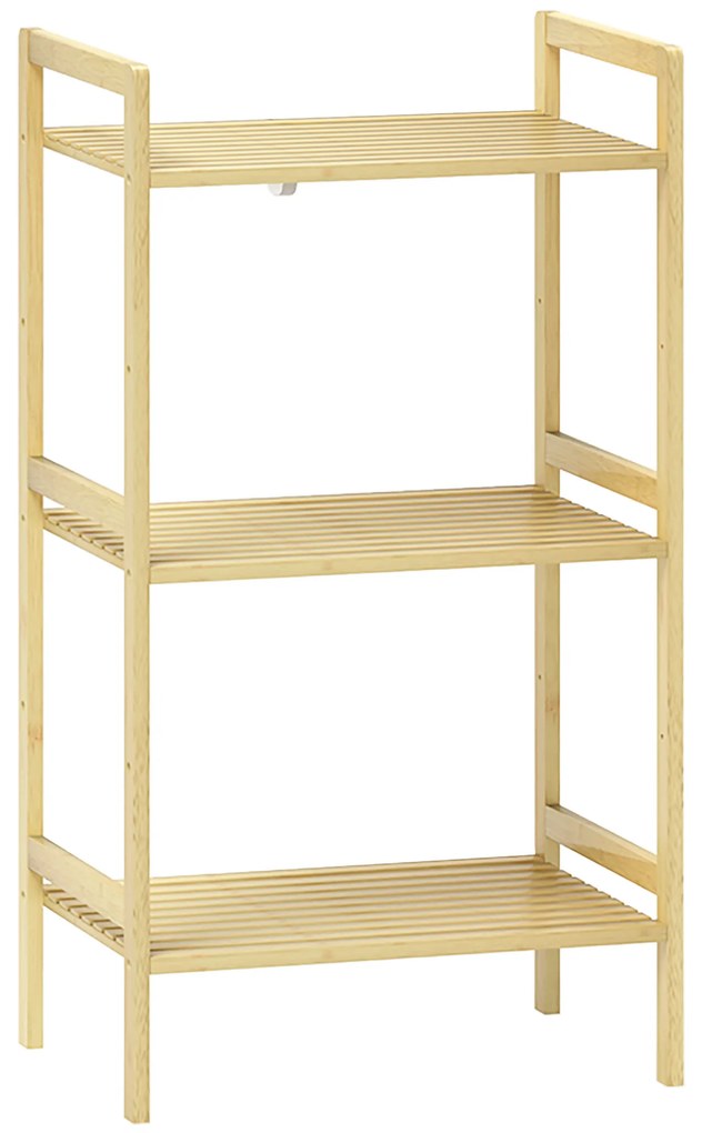 HOMCOM Raft baie 3 nivele raft din bambus 3 rafturi reglabile 5 poziții 43,5 x 31,5 x 80 cm lemn natural | Aosom Romania