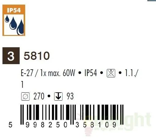 Aplica de perete, Plafonier exterior IP54, diam.27cm, alb Lentil 5810 RX