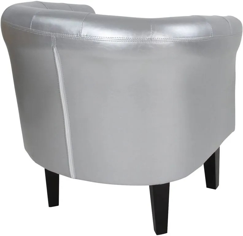 Fotoliu club Chesterfield cu taburet, argintiu