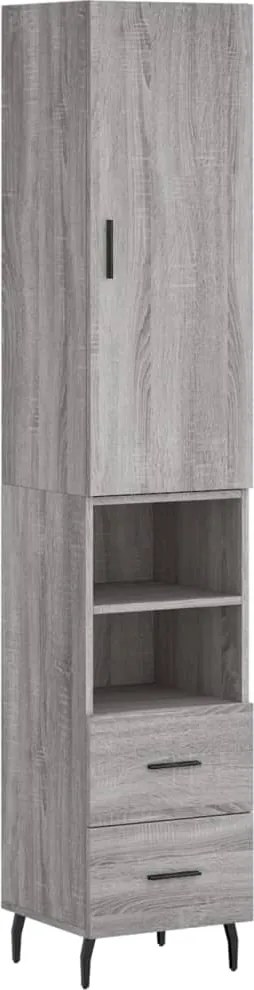 vidaXL Dulap înalt, gri sonoma, 34,5x34x180 cm, lemn prelucrat