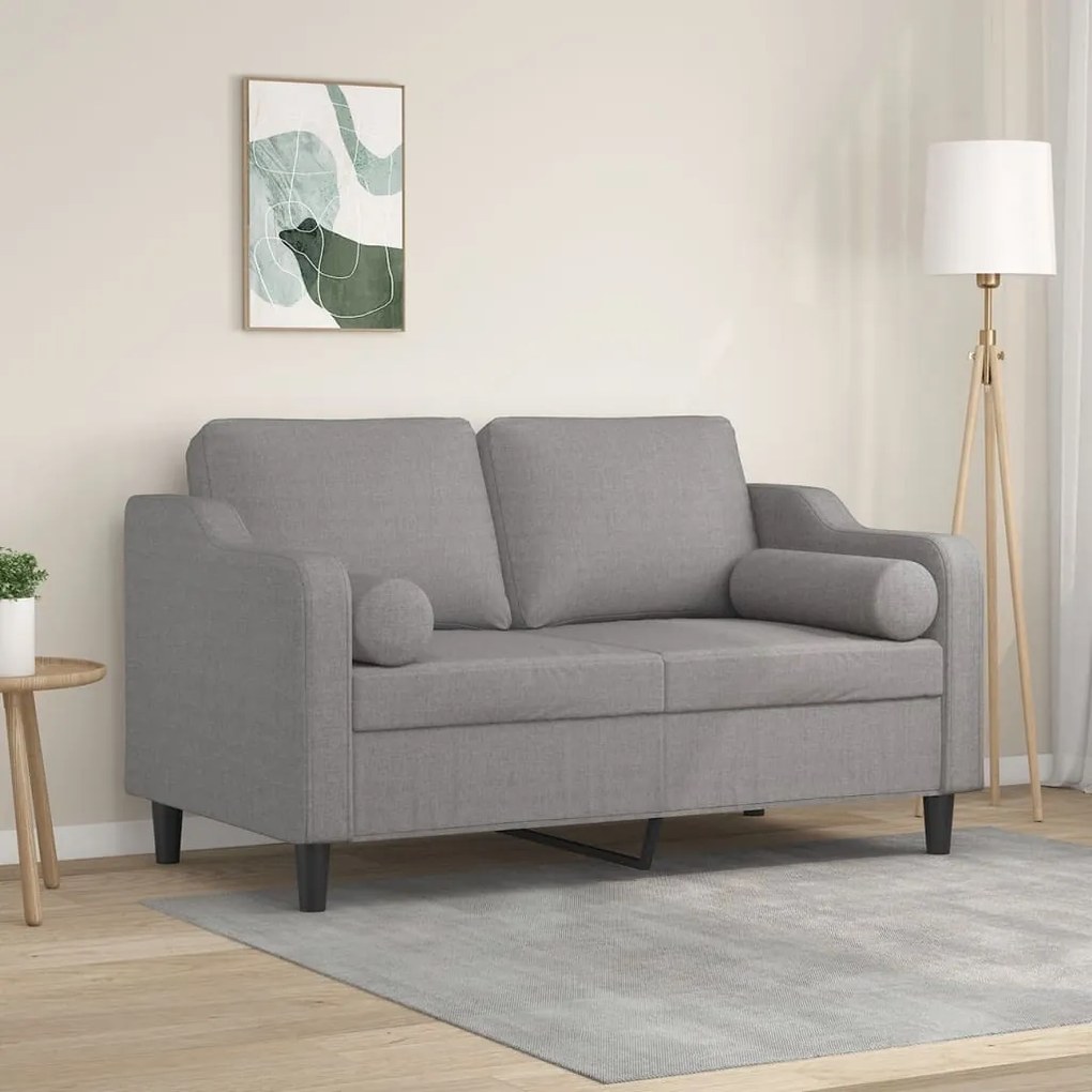 3153015 vidaXL Canapea cu 2 locuri cu perne&pernuțe gri deschis 120 cm textil