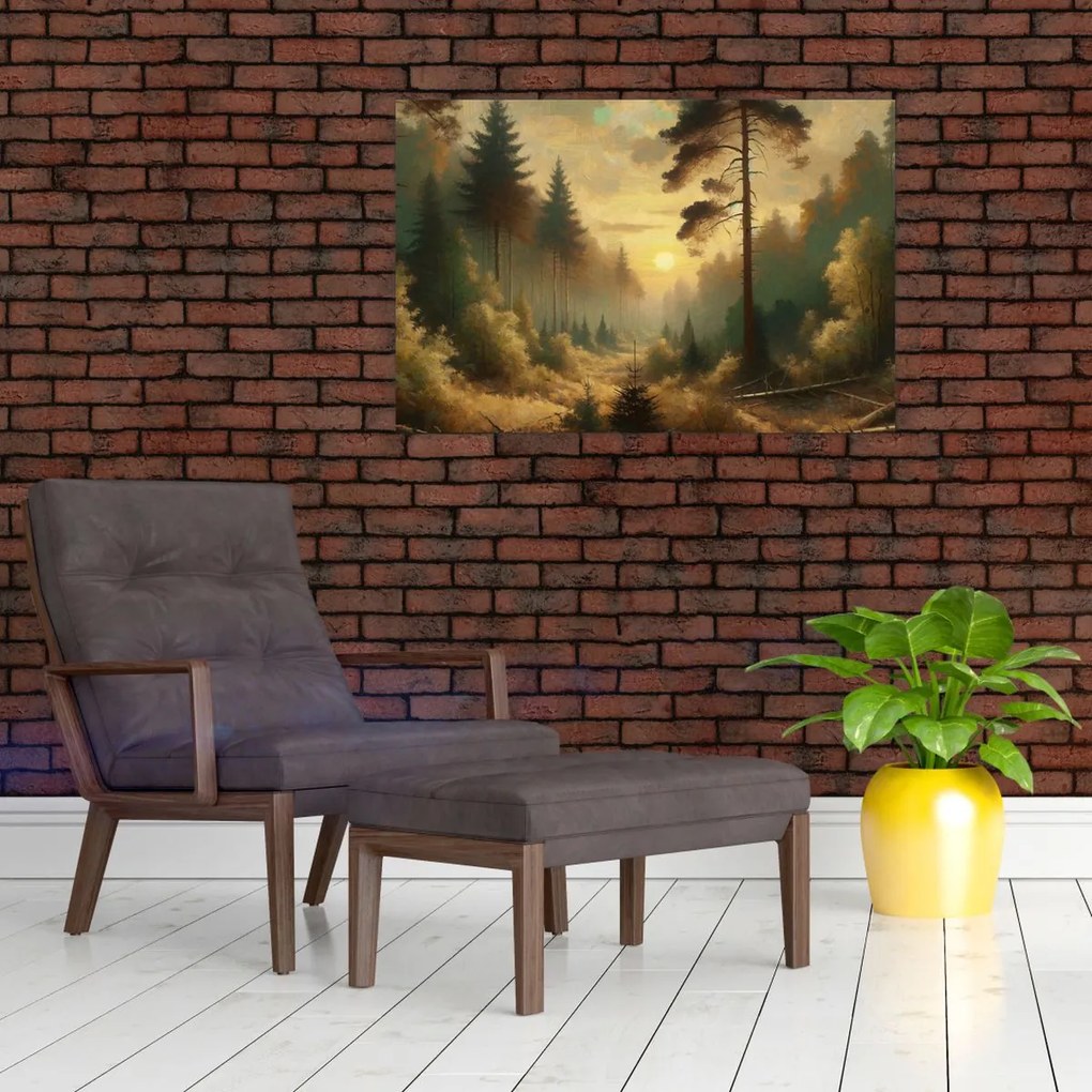 Tablou - Soare strălucind prin pădure (90x60 cm)