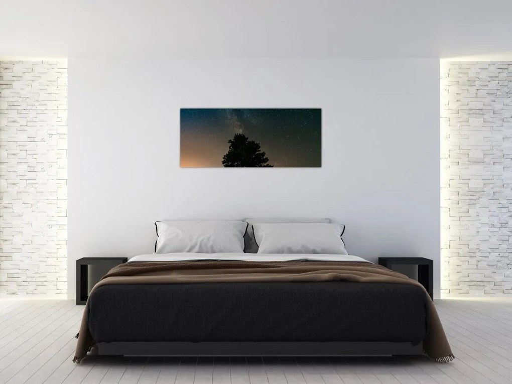 Tablou cu cerul nocturn și copaci (120x50 cm)