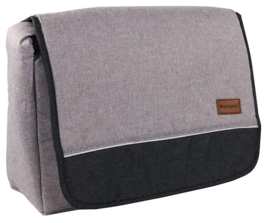 Geanta bebe NOVOKIDS™ Maraya PRO Care atasabila la carucior, Maner detasabil, Capacitate mare , dimensiuni 40X35X12 cm, Gri cu Maron