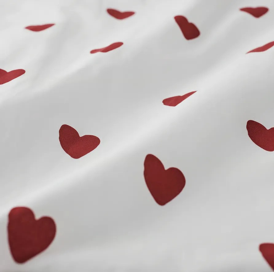 Lenjerie de pat din bumbac HEARTIS RED albă Dimensiune lenjerie de pat: 70 x 80 cm | 140 x 200 cm