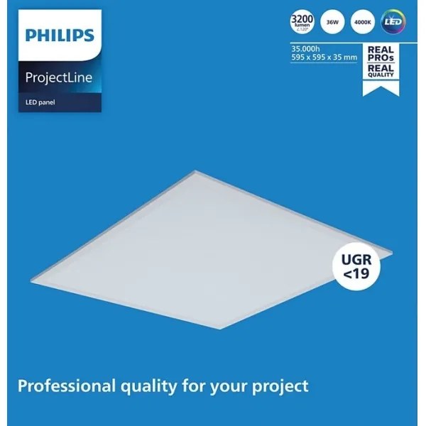 Philips PROJECTLINE LED panel 36W 230V, 59,5x59,5 cm, podhledový