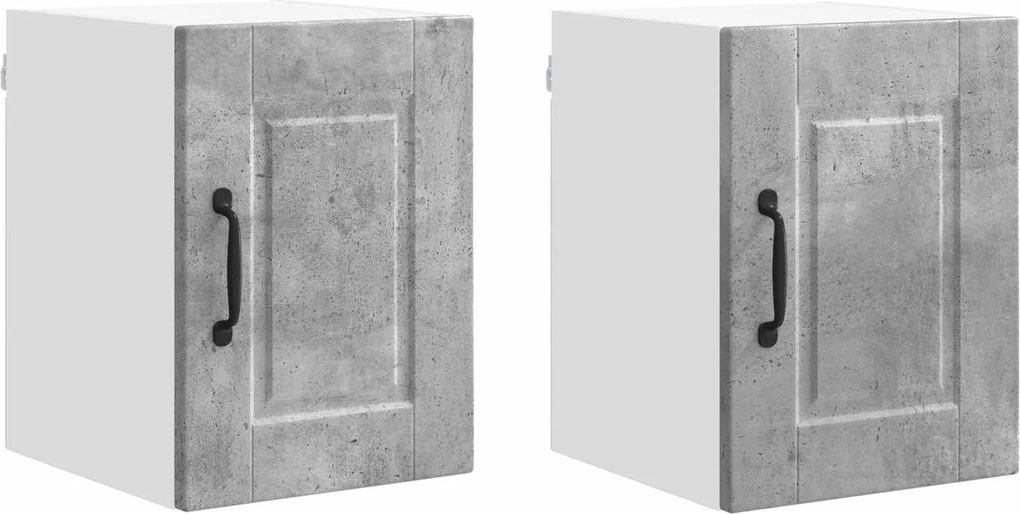 vidaXL Dulap de bucătărie cu raft 2 pcs Gri din beton 30 x 31 x 40 cm