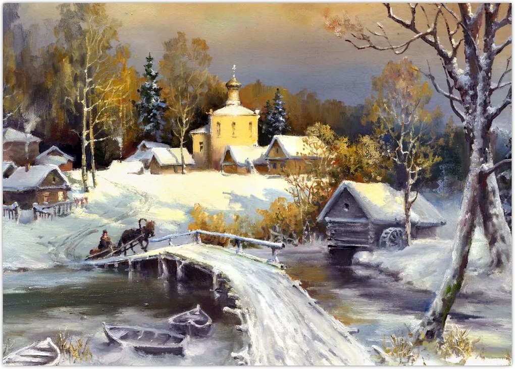 Tablou - Orășel iarna (70x50 cm)