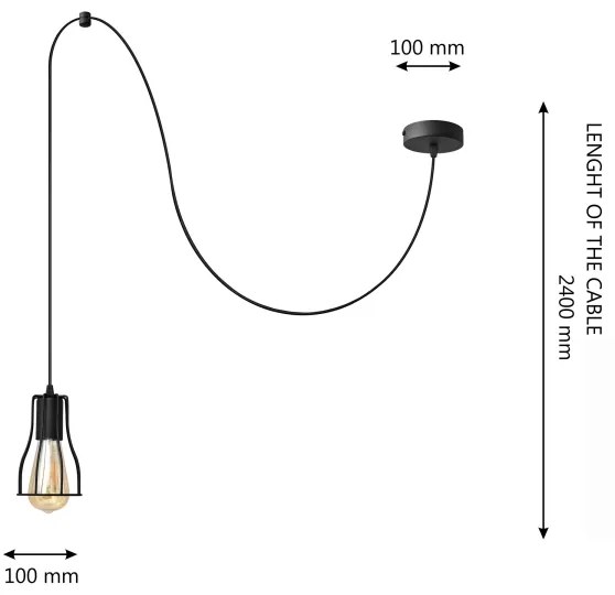 Lustră pe cablu TUBE LONG 1xE27/15W/230V negru