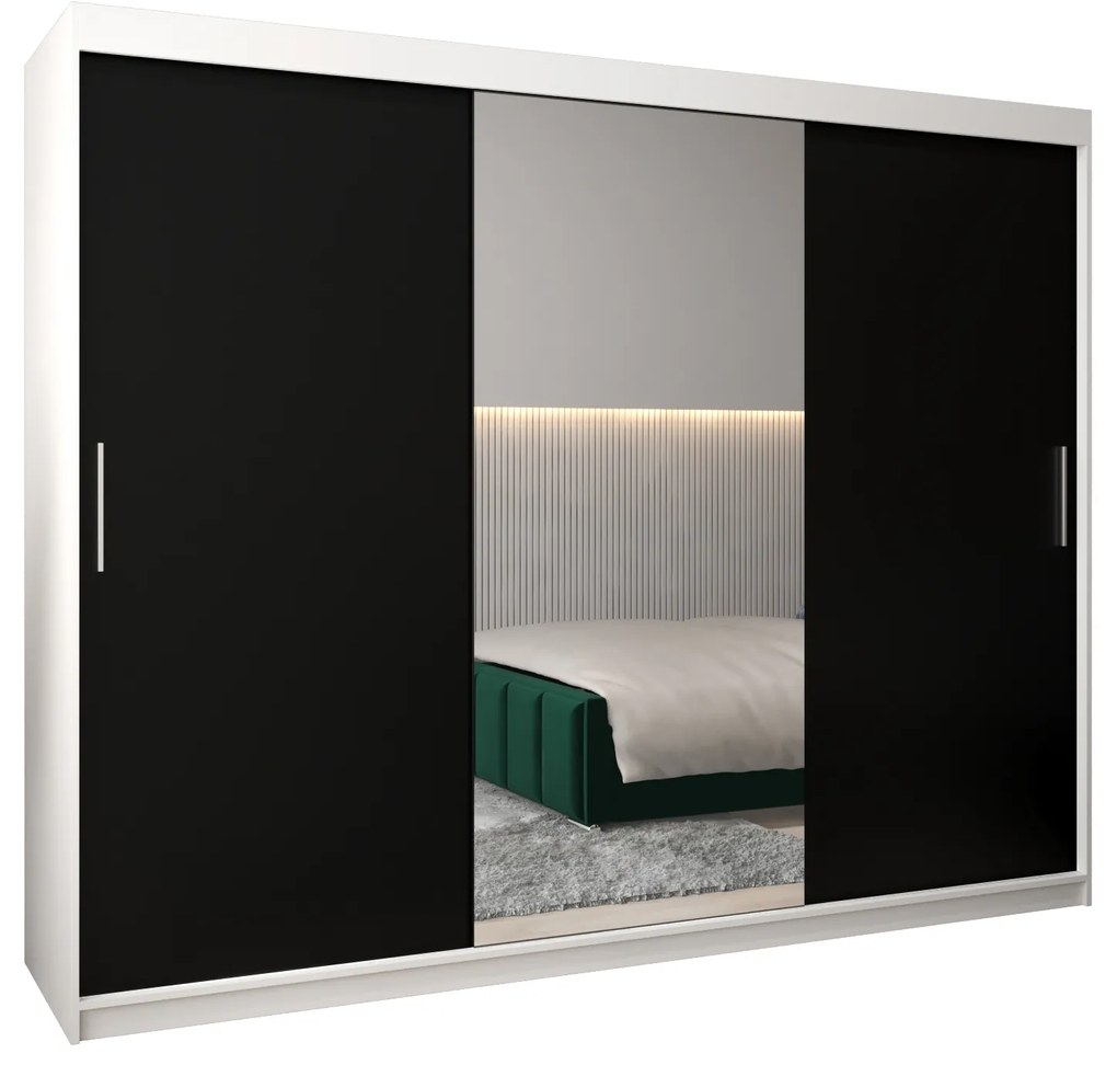 Dulap de haine 250 cm Toki 1 (alb mat + negru mat). 1064944