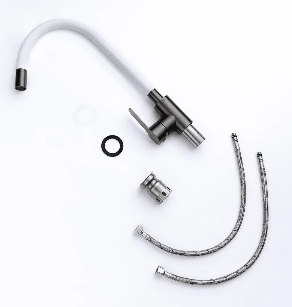 Baterie bucătărie cu pipă flexibilă - 268 oțel inoxidabil Satinat P14A