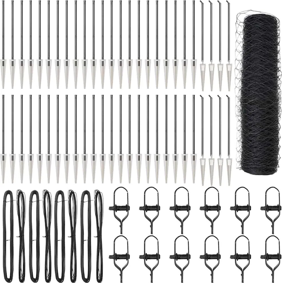 vidaXL Stâlp de gard. Gri 100 x 0,5 m (plasă de 50 mm) Oțel și PVC