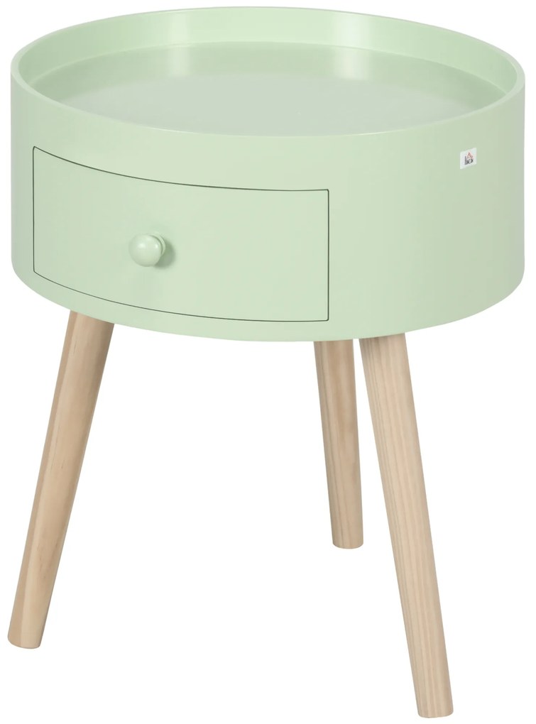 HOMCOM Masa de cafea masa de noapte masa de noapte rotunda design scandinav masa de suport cu sertar picioare subiri inclinate | Aosom Romania