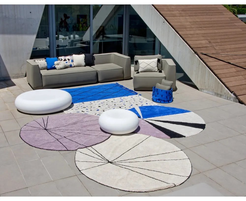 Covor crem lavabil/țesut manual rotund din bumbac ø 160 cm Trace Beige – Lorena Canals