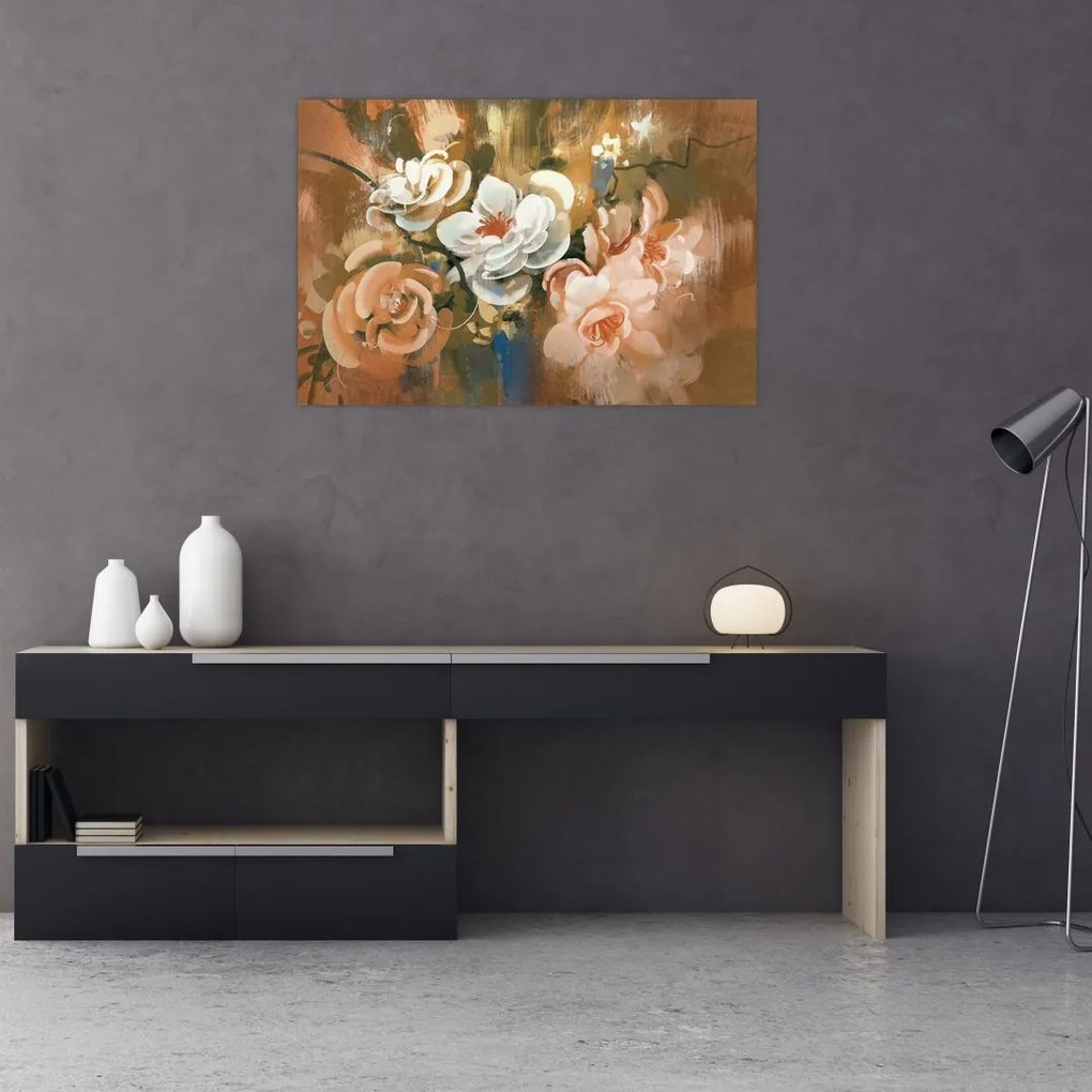 Tablou -Buchet de flori pictat (90x60 cm)