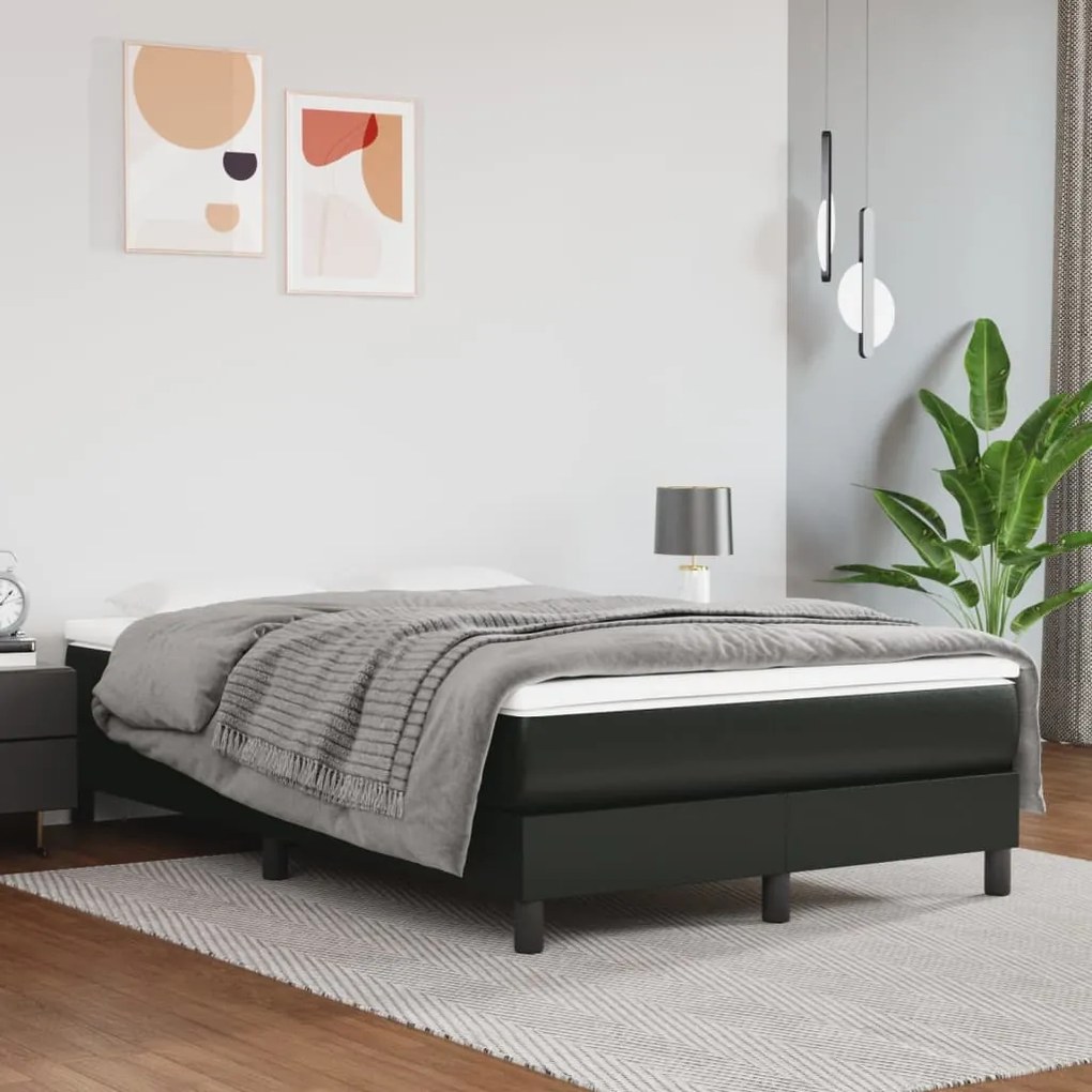 Cadru de pat box spring, negru, 120x200 cm, piele ecologica Negru, 25 cm, 120 x 200 cm