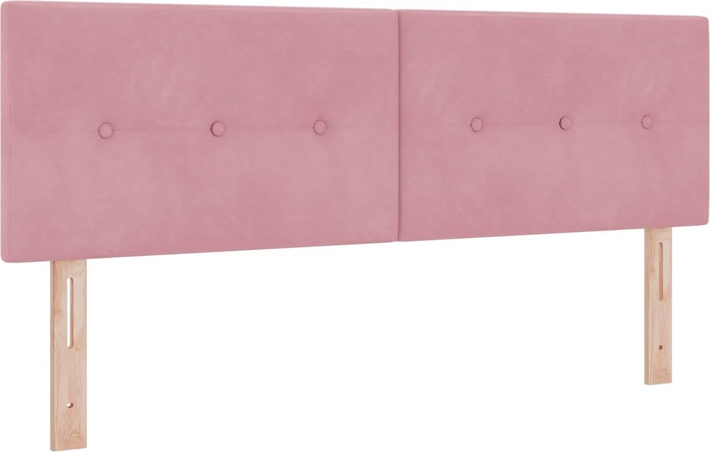 vidaXL Tăblie LED cu benzi LED Manual Roz 144 cm Catifea