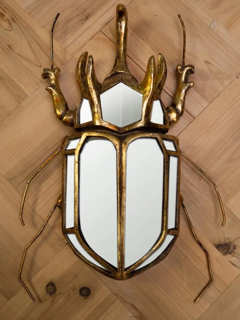 Oglinda decorativa, de perete, din rasina, Rhinoceros beetle