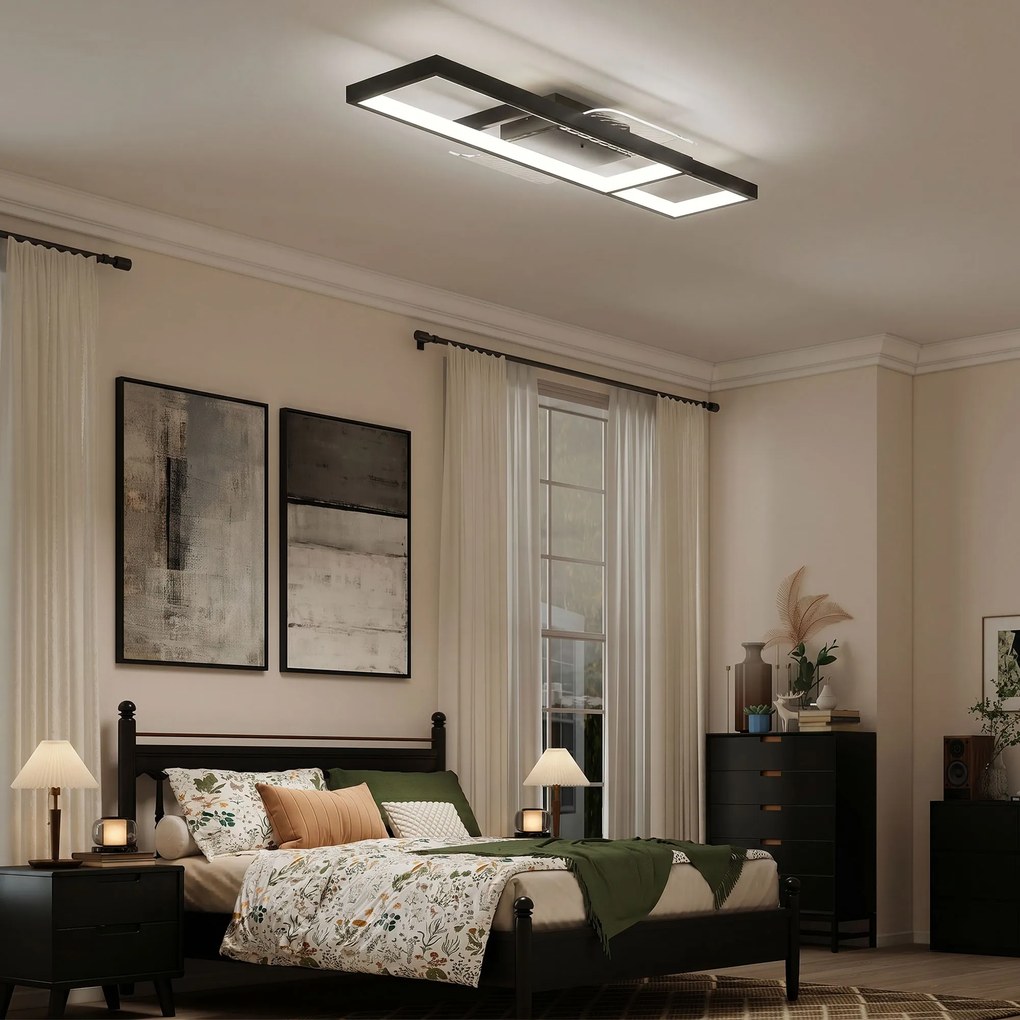 HOMCOM Plafonieră LED Reglabilă cu Telecomandă și Întrerupător, Temperatura Culoare 3000-6000K, Lampă de Design pentru Living și Sufragerie, 70x30 cm, Negru | Aosom Romania