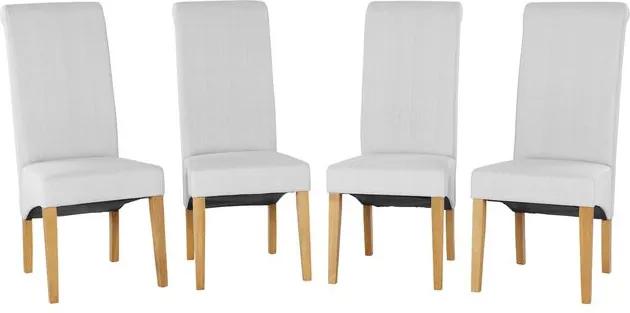 Set de 4 scaune tapitate Leni, Albe, 105 x 48 x 68 cm