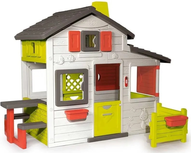 Smoby - Casuta pentru copii Friends Playhouse cu gradina